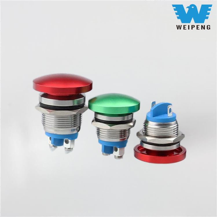 Металлическая кнопка сброса с грибовидной головкой 16/19/22 мм